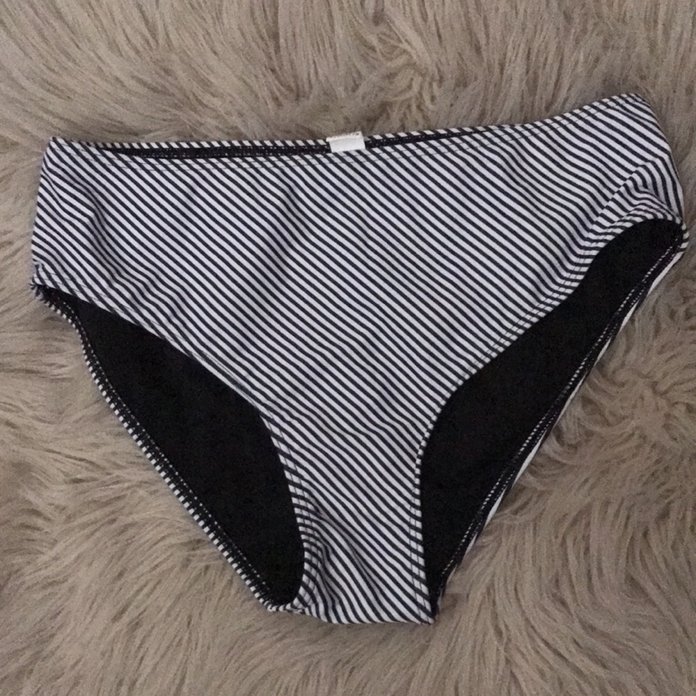 ❤️3X20 CUPSHE Women High Waisted Black and White Striped Bikini Bottom | L
